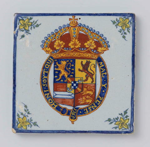 Tegel, painted with the coat of arms Prince William IV and the year 1765, Piet Vizeer (possibly), 1765 Canvas Print