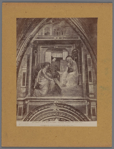 Schildering door Cenni di Francesco in de Cappella della Croce di Giorno te Volterra, voorstellend de annunciatie, Alinari, c. 1875 - c. 1900 Canvas Print