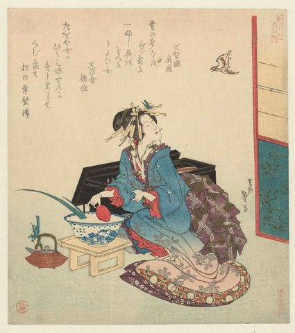 Geisha Looking up at a Cuckoo, Katsushika Taito II, 1822 Canvas Print