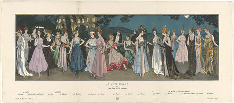 Gazette du Bon Ton, 1915 - No. 8-9: La Cote d'Azur ou Une Fête sur la terrasse, anonymous, 1915 Canvas Print