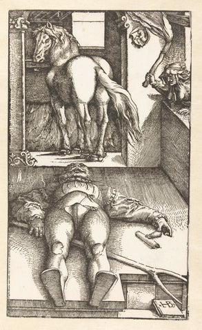 Sleeping groom with witch and horse, Hans Baldung Grien, 1532 - 1536 Canvas Print