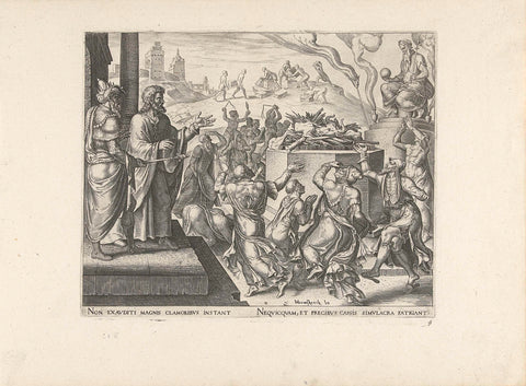 Priests call on Baal and pray for fire, Philips Galle, in or after 1567 - c. 1570 Canvas Print