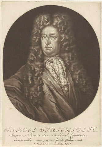 Portrait of Samuel Stryk, Pieter Schenk (I), 1670 - 1713 Canvas Print