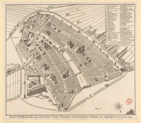 Map of Amsterdam, anonymous, 1760 Canvas Print