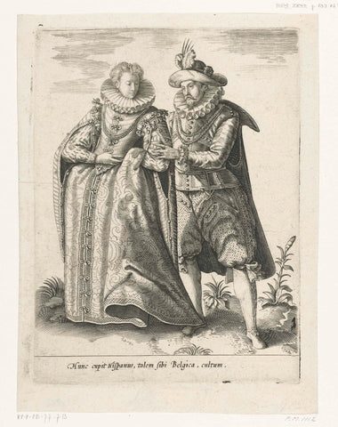 Spanish man and Flemish woman in fashionable clothing ca. 1600, anonymous, 1615 - 1625 Canvas Print