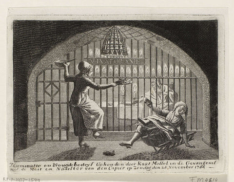 Kaat Mossel celebrates the birthday of the princess in her cell, 1784, Joannes Hulstkamp (attributed to), 1784 Canvas Print