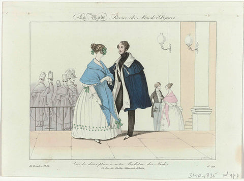 La Mode, 31 October 1835, Pl.477 : Revue du Monde Elégant (...), Georges Jacques Gatine, 1835 Canvas Print