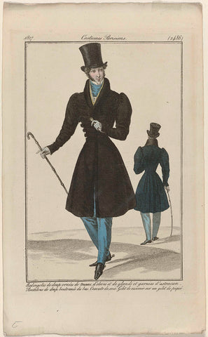 Journal des Dames et des Modes, Costumes Parisiens, 15 March 1827, (2486): Redingotes de drap ornées (...), anonymous, 1827 Canvas Print