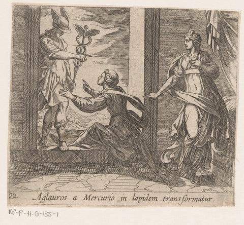 Mercury turns Aglauros into stone, Antonio Tempesta, 1606 - 1638 Canvas Print