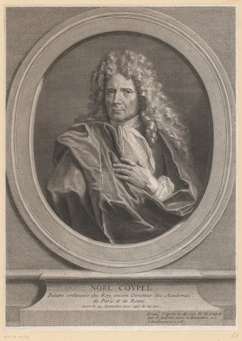 Portret van schilder Noël Coypel, Jean Audran, 1708 - 1756 Canvas Print