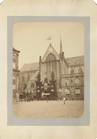 Decoration on the outside of the Nieuwe kerk at the reception of William III and Emma in Amsterdam, Albert Greiner, 1879 Canvas Print