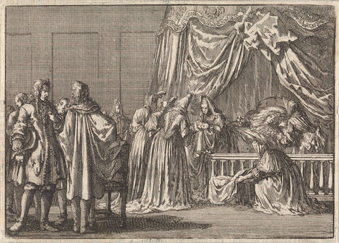 Birth of the son of King James II of England, 1688, Jan Luyken, 1698 Canvas Print