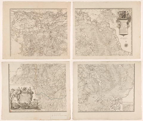 Map of Brabant, consisting of four parts, Cornelis van Baarsel, in or after 1818 Canvas Print