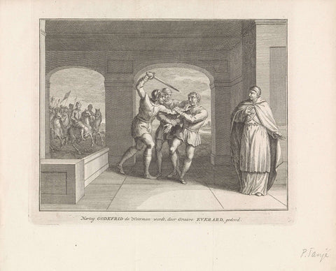 Murder of Godfried the Northman, 885, Pieter Tanjé, 1747 - 1799 Canvas Print