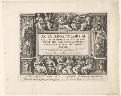 Title page of the series on the acts of the apostles, Nicolaes Visscher (I) (attributed to workshop of), 1643 - 1646 Canvas Print