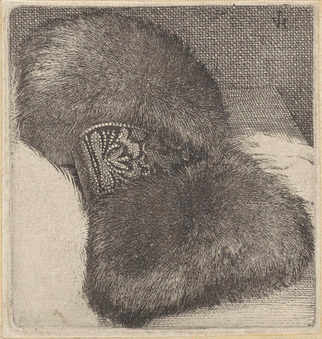 Mof of fur decorated with brocade band, lying on the table, Wenceslaus Hollar, 1645 - 1647 Canvas Print