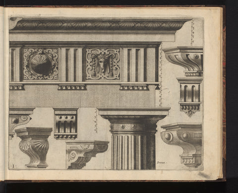 Doric main frame and seven consoles, Johannes or Lucas van Doetechum, 1565 Canvas Print