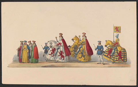 Costumed procession of 1841: horsemen (sheet X), anonymous, 1841 Canvas Print