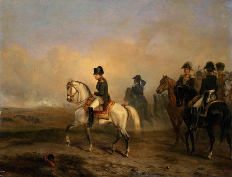 Emperor Napoleon I and his staff on horseback, Horace Vernet, 1810 - 1850 Canvas Print