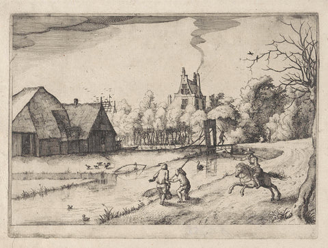 Country house and orchard of Jan Daimen, near Sloterdijk, Claes Jansz. Visscher (II), 1596 - 1630 Canvas Print