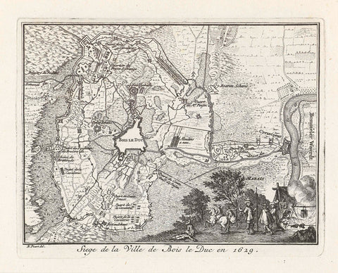 Map of the siege of Den Bosch by Frederik Hendrik, 1629, Bernard Picart (attributed to), 1732 - 1733 Canvas Print