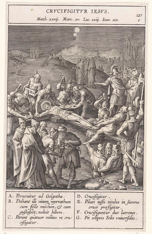 Christ is nailed to the cross, Hieronymus Wierix, 1593 Canvas Print