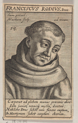 Portrait Frans Rode (Franciscus Rodius), one of the martyrs of Gorcum, Jacob Matham, c. 1615 Canvas Print