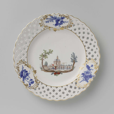 Fruit plate with the Weesperpoort in Amsterdam, Doornik, c. 1778 Canvas Print