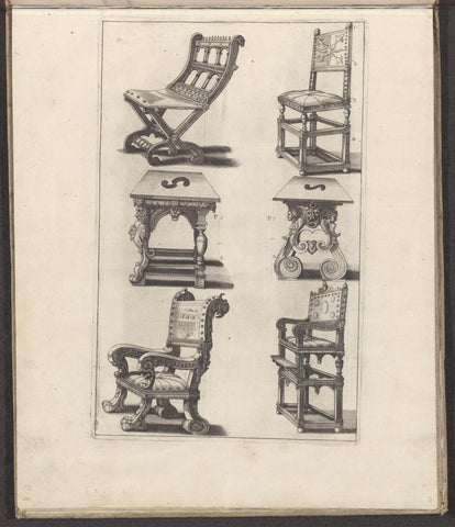 Four chairs and two tables, anonymous, 1658 Canvas Print