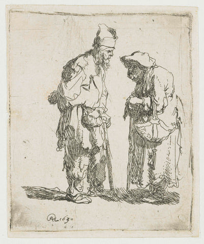 Beggar Man and Woman Conversing, Rembrandt van Rijn, 1630 Canvas Print