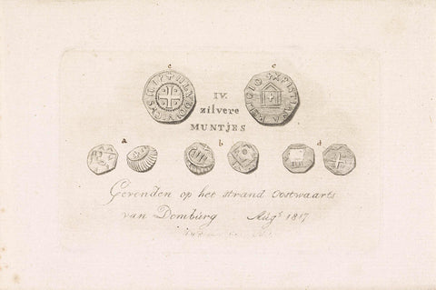 Silver coins found on the beach near Domburg, 1817, Johannes Hubertus Reygers, 1817 Canvas Print