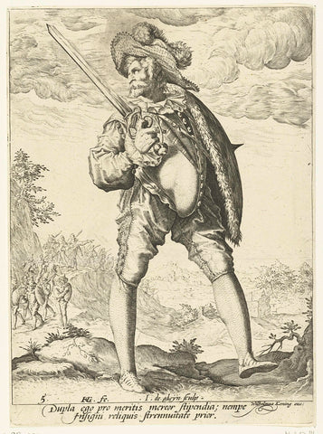 Soldier with sword and shield, Jacob de Gheyn (II), 1700 - 1725 Canvas Print