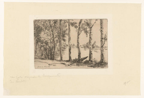 Birches on the banks of the Seine, Félix Bracquemond, 1884 Canvas Print