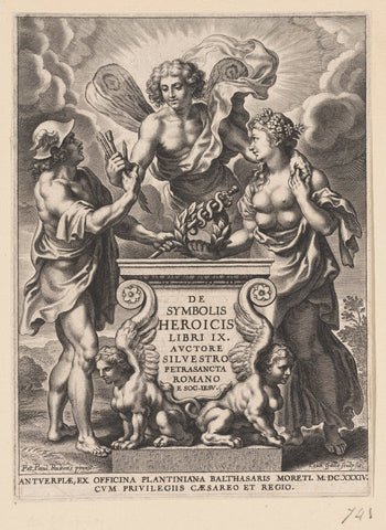 Mercurius and Natura give their gifts to the Talent, Cornelis Galle (I), 1634 Canvas Print