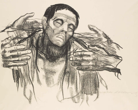 Man and four hands, Käthe Kollwitz, 1921 Canvas Print