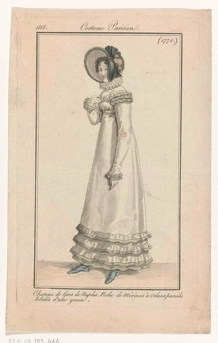 Journal des Dames et des Modes, Costume Parisien, 31 October 1818, (1770): Chapeau de Gros de Naples (...), anonymous, 1818 Canvas Print