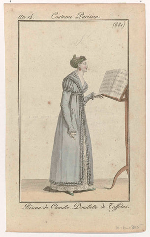 Journal des Dames et des Modes, Costume Parisien, 16 novembre 1805, An 14, (681): Réseau de Chenill (...), anonymous, 1805 Canvas Print