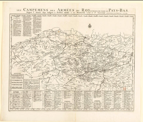 Encampments of the French army and of the Allied armies in the Southern Netherlands, 1690-1694, anonymous, 1694 Canvas Print