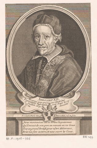 Portrait of Innocent XII, Etienne Desrochers, c. 1726 Canvas Print