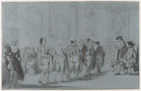 Prince Eugene of Savoy Vetting a Line-up of Prostitutes, Cornelis Troost, 1720 - 1730 Canvas Print