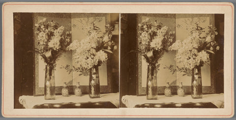 Two vases with flowers, anonymous, c. 1900 Canvas Print