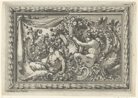 Ornamenteel paneel in lijst, Jean Lepautre, c. 1650 - c. 1666 Canvas Print