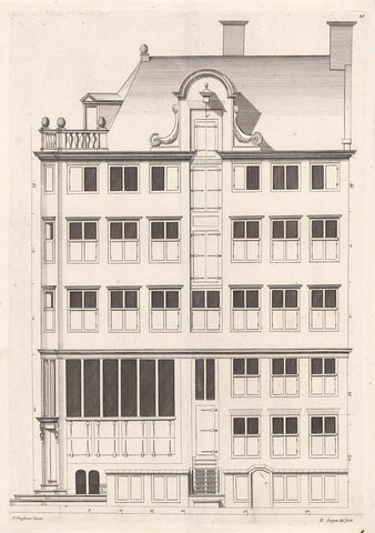 Façade of a house on the Kromme Waal in Amsterdam, Bastiaen Stopendael, 1674 Canvas Print