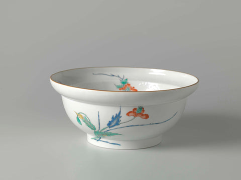 Bowl with shishi and flower sprays in relief and enamels, anonymous, c. 1670 - c. 1690 Canvas Print