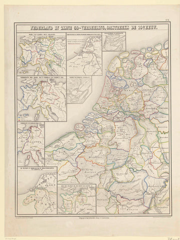 Map of the Netherlands around the tenth century, PJ Fassbender, 1855 - 1857 Canvas Print