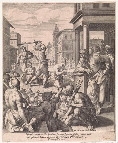 Onthoofding van Jakobus de Meerdere, Johann Sadeler (I), 1580 Canvas Print