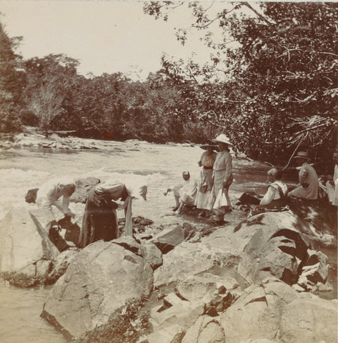 Pootjebaden at the river, Andries August Boom, 1911 Canvas Print