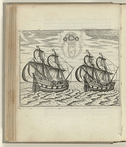 The two ships and a celestial phenomenon, 1596, anonymous, 1598 Canvas Print