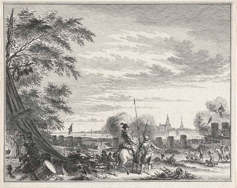 Siege of Grave by Maurits, 1602, Simon Fokke, 1756 - 1758 Canvas Print