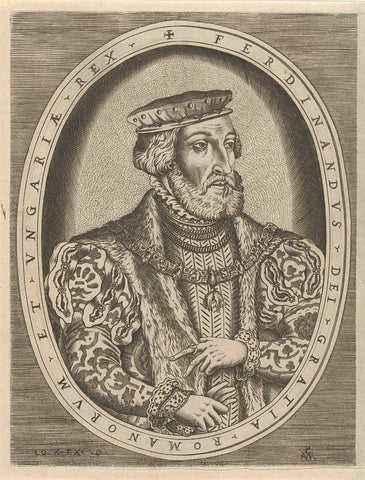 Portrait of Ferdinand I of Habsburg, German Emperor, Pieter van der Heyden, c. 1540 - 1564 Canvas Print